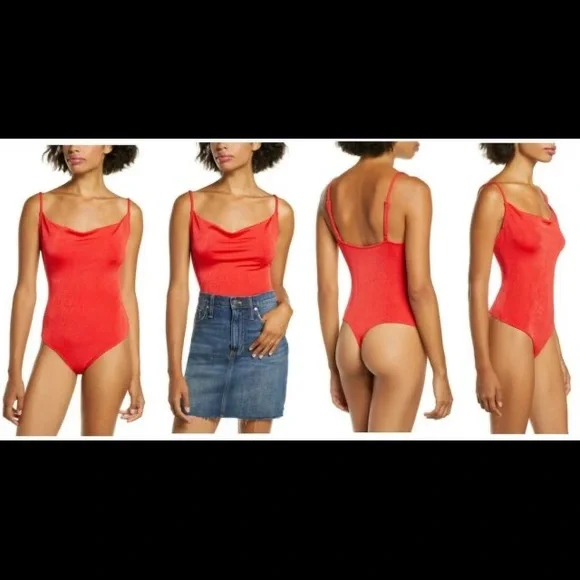 NEW FREE PEOPLE Cowls In The Club Bodysuit Love Glare Red Size XS - Picture 5 of 12